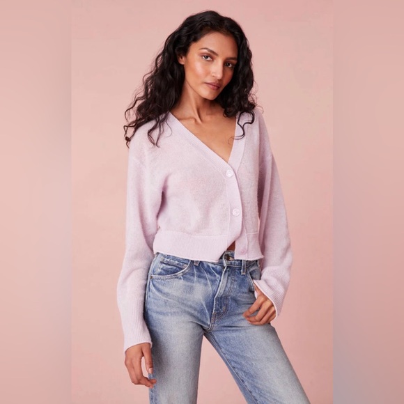 LoveShackFancy Lawrence Cardigan Lilac Size XS